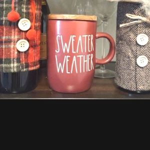 Rae Dunn Sweater Wheather Mug with Wooden Topper NWT